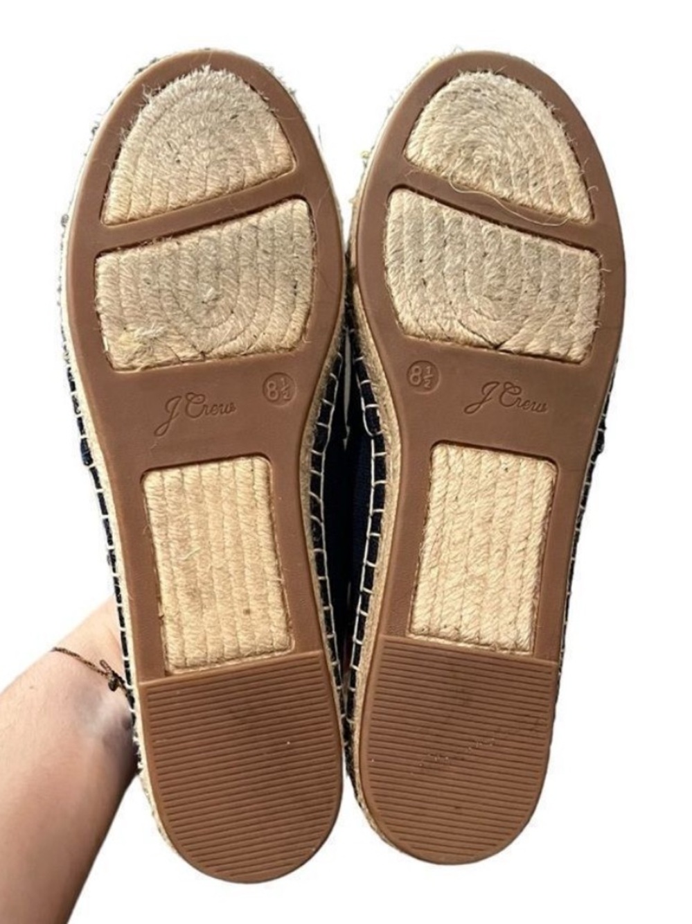 J Crew Women's Navy and White Canvas Espadrilles size 8.5 - Picture 9 of 15